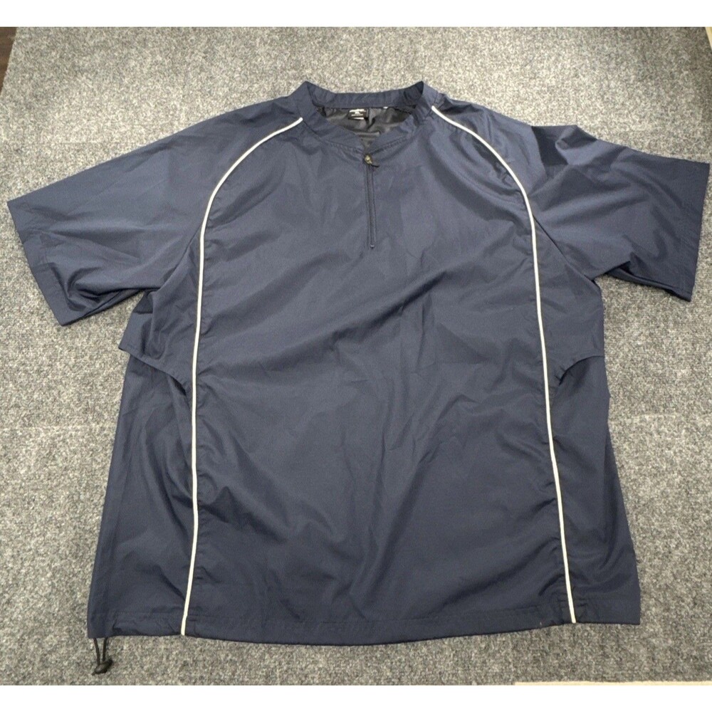 Rawlings Batting Cage Windbreaker Pullover Jacket Men’s XL Navy Baseball 1/4 Zip